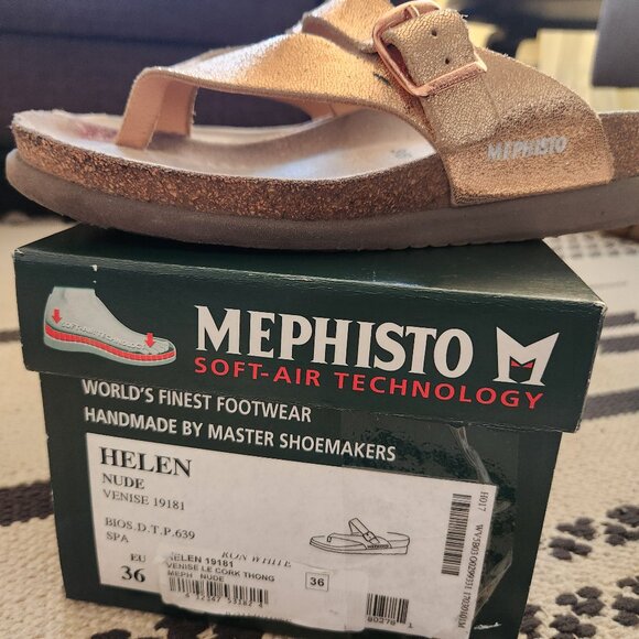 Mephisto Helen Rose Gold Sandals Size 36 Extra Clean - Picture 2 of 11